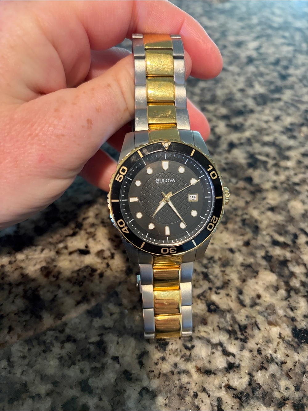 Bulova Two-Tone Gold and Silver Black Dial Men's Watch